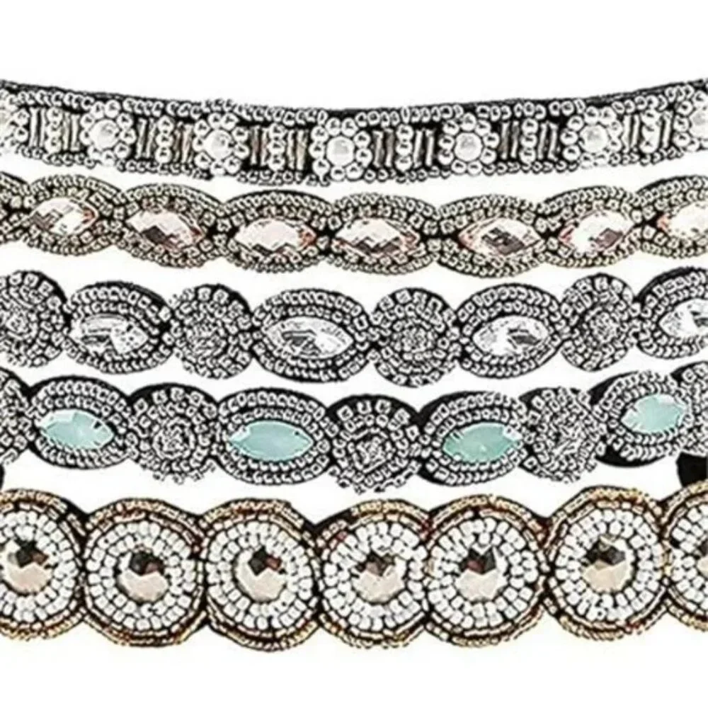 Rhinestone Beaded Elastic Headband, Fashionable Handmade Crystal Beaded Elastic